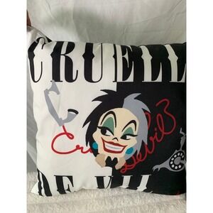 Disney Villains Cruella De Vil Miniso Square Throw Pillow Black White 17in#873